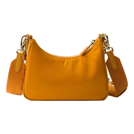 Prada Re-Edition 2005 Orange Re-Nylon and Saffiano Leather Shoulder Bag sold at Queen Bee of Beverly Hills