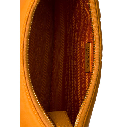 Prada Re-Edition 2005 Orange Re-Nylon and Saffiano Leather Shoulder Bag sold at Queen Bee of Beverly Hills