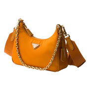 Prada Re-Edition 2005 Orange Re-Nylon and Saffiano Leather Shoulder Bag sold at Queen Bee of Beverly Hills