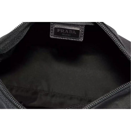 Prada Re-Nylon Necessaire Tessuto Nylon Nero Black Large Pouch Clutch Bag available at Queen Bee of Beverly Hills