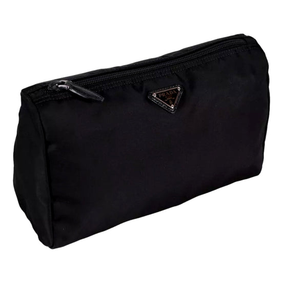 Prada Re-Nylon Necessaire Tessuto Nylon Nero Black Large Pouch Clutch Bag available at Queen Bee of Beverly Hills