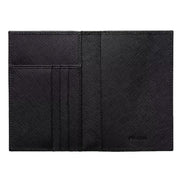 Prada Re-Nylon Tessuto Black Saffiano Passport Holder Triangle Logo sold at Queen Bee of Beverly Hills
