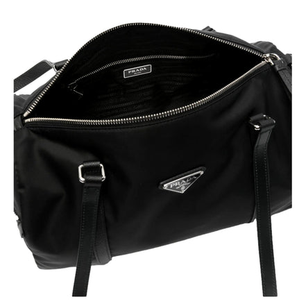 Prada Small Re-Nylon and Saffiano Leather Duffel Bag Black