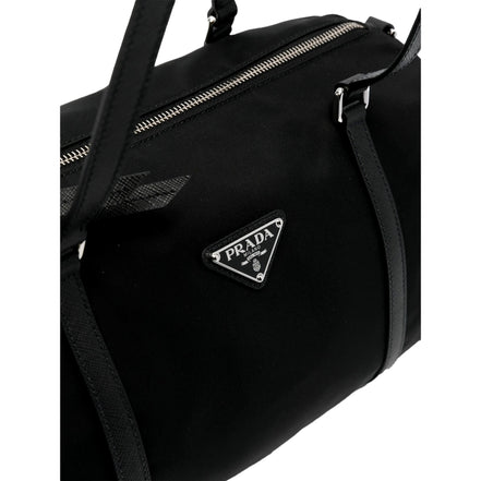 Prada Small Re-Nylon and Saffiano Leather Duffel Bag Black