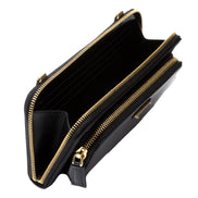 Prada Re-Nylon Triangle Brushed Leather Black Wallet Mini Crossbody Bag available at Queen Bee of Beverly Hills