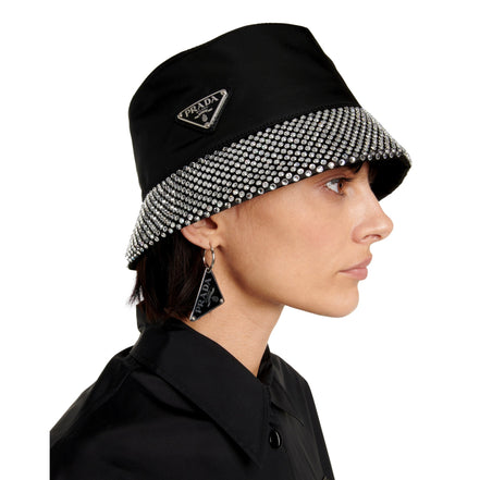 Prada Bucket Hat with crystals sold at Queen Bee of Beverly Hills
