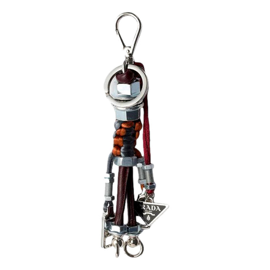 Prada Robot Metal Leather Key Ring Bag Charm  - available at Queen Bee of Beverly Hills. 