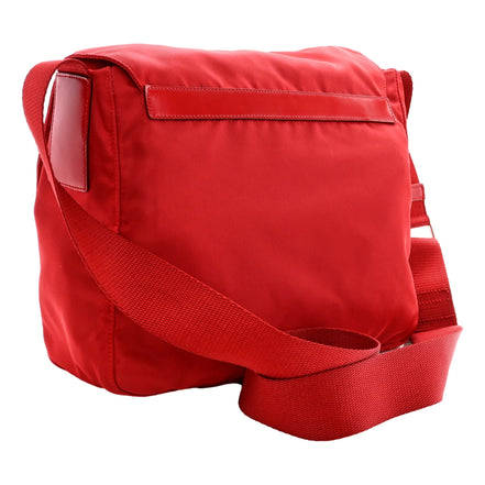 Prada Rosso Pattina Nylon Red Medium Messenger Bag available at Queen Bee of Beverly Hills