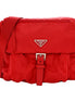 Prada Rosso Pattina Nylon Red Medium Messenger Bag available at Queen Bee of Beverly Hills