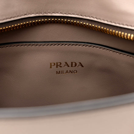 Prada Saffiano and Soft Calfskin Double Zipper Argilla Gray Tote Shoulder Bag available at Queen Bee of Beverly Hills