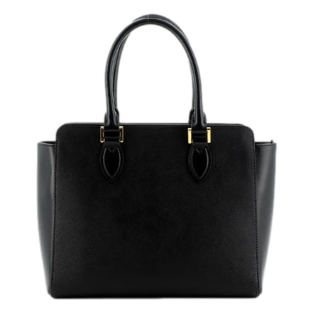 Prada Saffiano and Soft Calfskin Double Zipper Black Tote Shoulder Bag available at Queen Bee of Beverly Hills