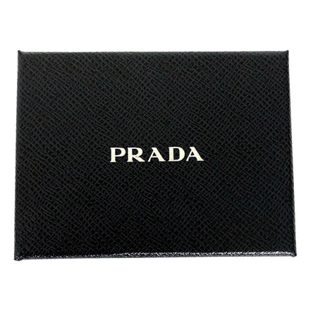 Prada Saffiano Baltico Blue Leather Gold Logo Bifold Snap Wallet available at Queen Bee of Beverly Hills