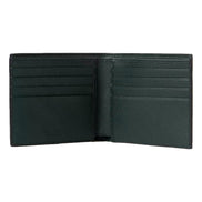 Prada Saffiano Leather Dark Green Bifold Wallet Metal Logo sold at Queen Bee of Beverly Hills
