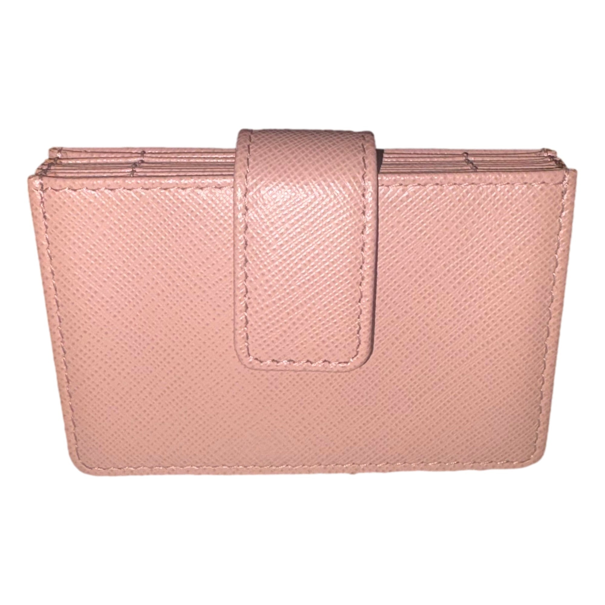 Prada Saffiano Leather Cipria Beige Accordion Card Case Wallet