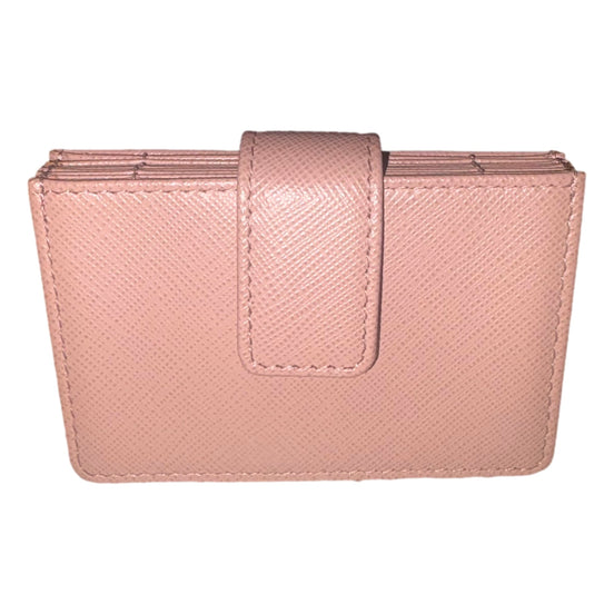Prada Saffiano Leather Cipria Beige Accordion Card Case Wallet