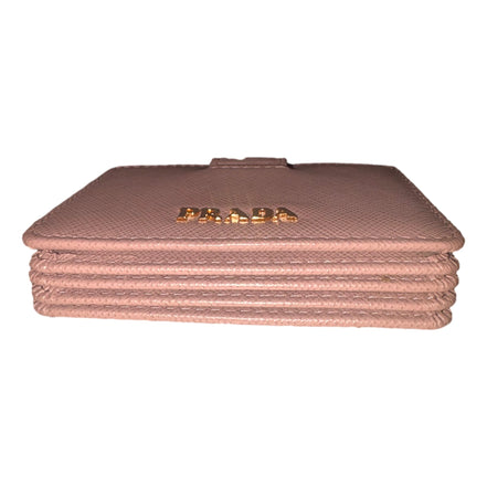 Prada Saffiano Leather Cipria Beige Accordion Card Case Wallet