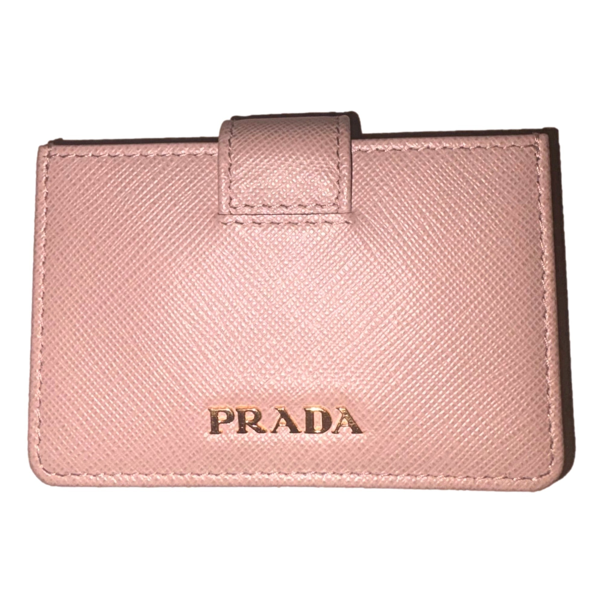 Prada Saffiano Leather Cipria Beige Accordion Card Case Wallet