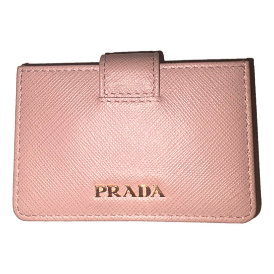 Prada Saffiano Leather Cipria Beige Accordion Card Case Wallet