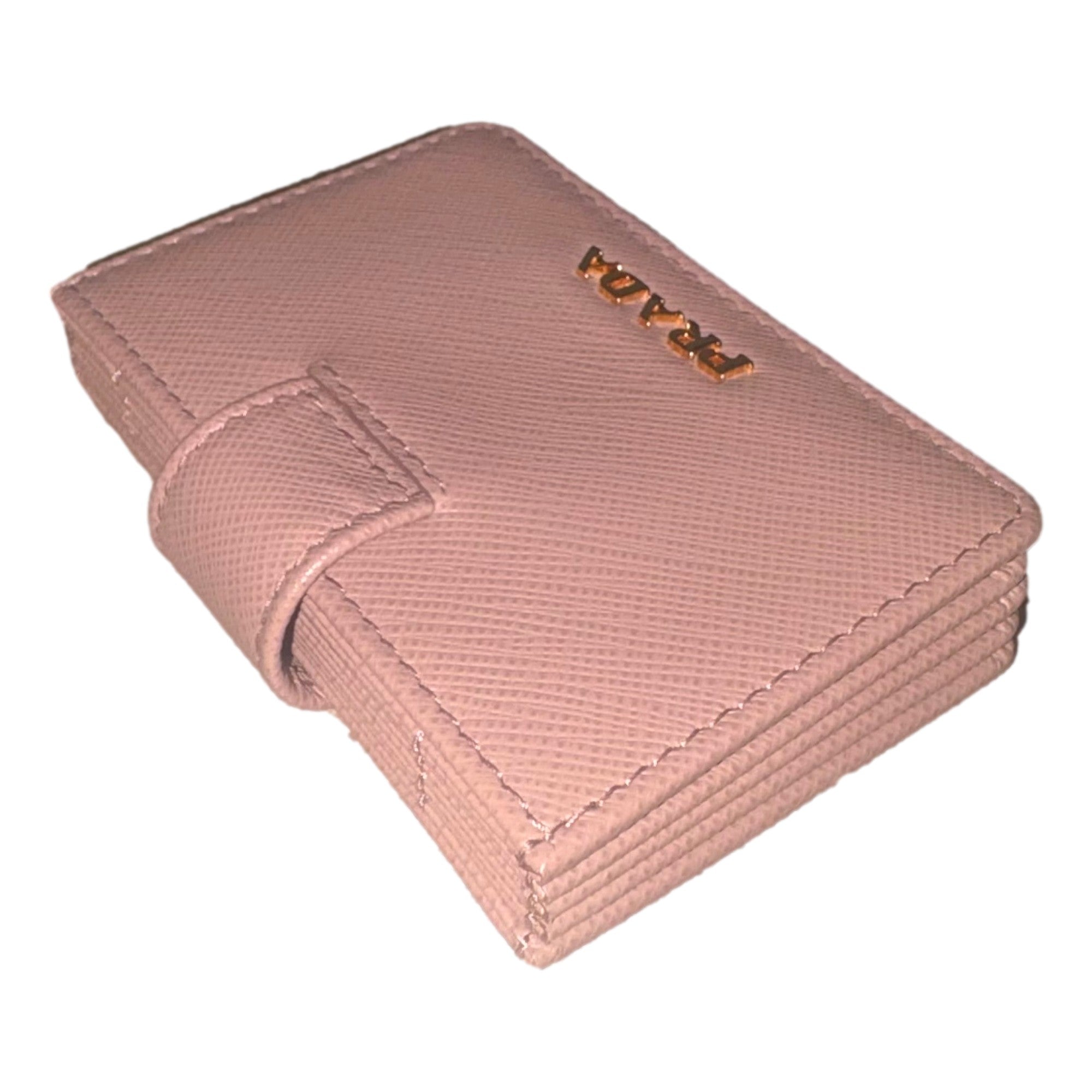 Prada Saffiano Leather Cipria Beige Accordion Card Case Wallet
