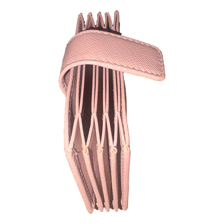 Prada Saffiano Leather Cipria Beige Accordion Card Case Wallet