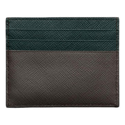 Prada Saffiano Dark Green Gray Leather Small Card Holder Wallet