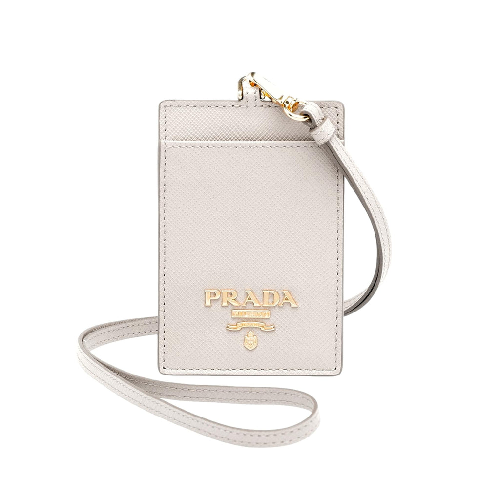 Prada Logo Plaque Phone Pouch White