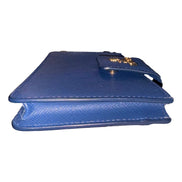 Prada Saffiano Leather Blue Wristlet Clutch Wallet available at Queen Bee of Beverly Hills