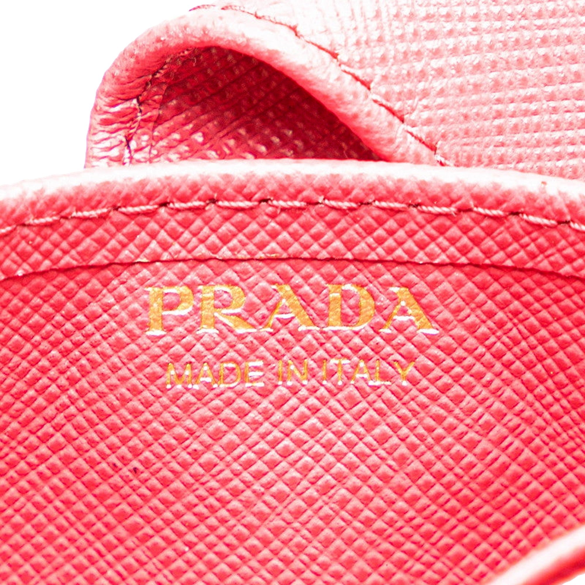 Prada Saffiano Leather Card Case Wallet Accordion Peonia Pink available at Queen Bee of Beverly Hills