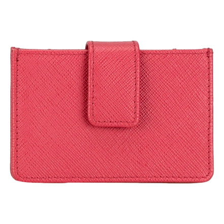 Prada Saffiano Leather Card Case Wallet Accordion Peonia Pink available at Queen Bee of Beverly Hills