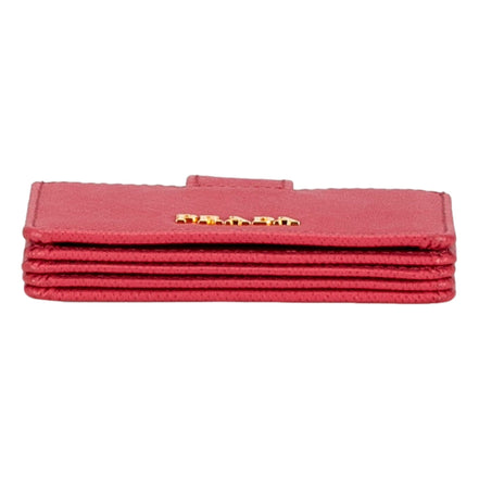 Prada Saffiano Leather Card Case Wallet Accordion Peonia Pink available at Queen Bee of Beverly Hills