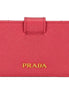 Prada Saffiano Leather Card Case Wallet Accordion Peonia Pink available at Queen Bee of Beverly Hills