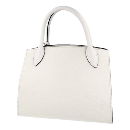 Prada Saffiano Leather Monochrome Bianco White Top Handle Handbag available at Queen Bee of Beverly Hills