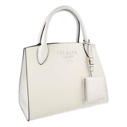 Prada Saffiano Leather Monochrome Bianco White Top Handle Handbag available at Queen Bee of Beverly Hills