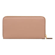 Prada Saffiano Beige Red Multicolor Leather Continental Zip Around Wallet sold at Queen Bee of Beverly Hills