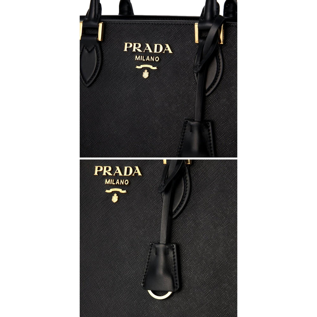 Prada Saffiano Lux Black Leather Large Crossbody Satchel Bag at_Queen_Bee_of_Beverly_Hills