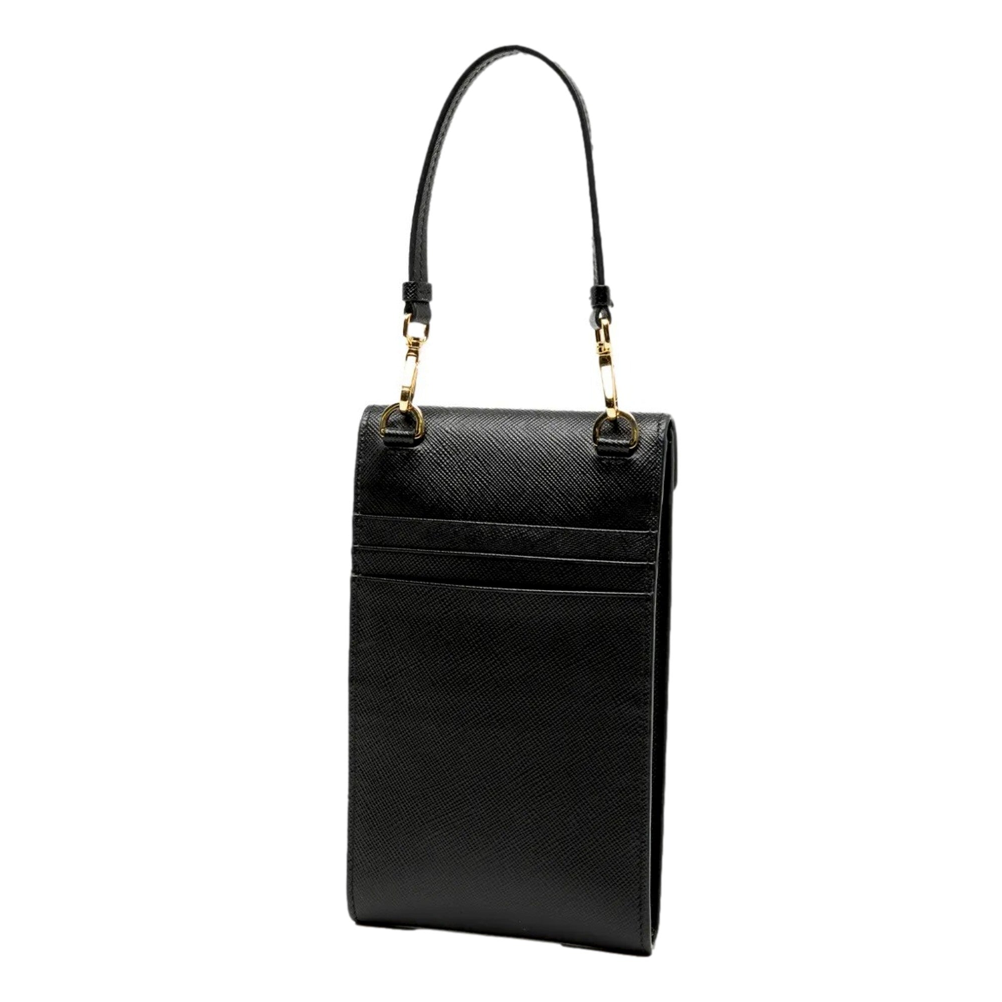 Prada Saffiano Lux Black Top Handle Chain Strap Mini Bag available at Queen Bee of Beverly Hills