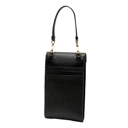 Prada Saffiano Lux Black Top Handle Chain Strap Mini Bag available at Queen Bee of Beverly Hills