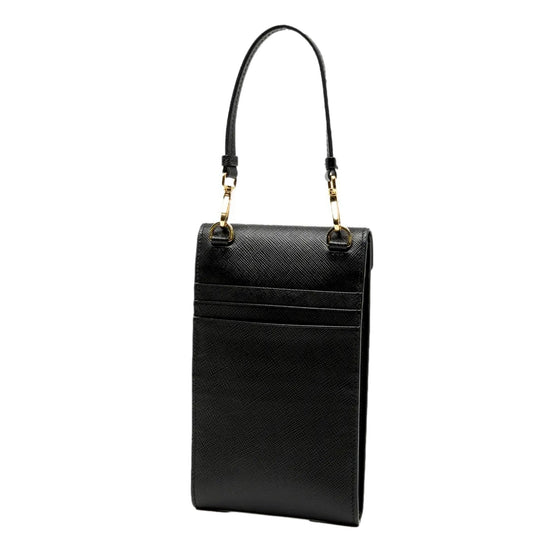 Prada Saffiano Lux Black Top Handle Chain Strap Mini Bag available at Queen Bee of Beverly Hills