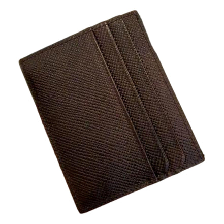 Prada Saffiano Mens Bruciato Brown Credit Card Wallet available at Queen Bee of Beverly Hills