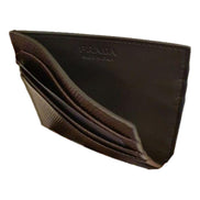 Prada Saffiano Mens Bruciato Brown Credit Card Wallet available at Queen Bee of Beverly Hills