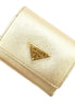 Prada Saffiano Platino Gold Trifold Wallet Card Case with Zipper Coin Pouch available at Queen Bee of Beverly Hills