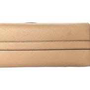 Prada Saffiano Sabbia Sand Beige Lux Logo Embossed Medium Shoulder Tote Handbag available at Queen Bee of Beverly Hills