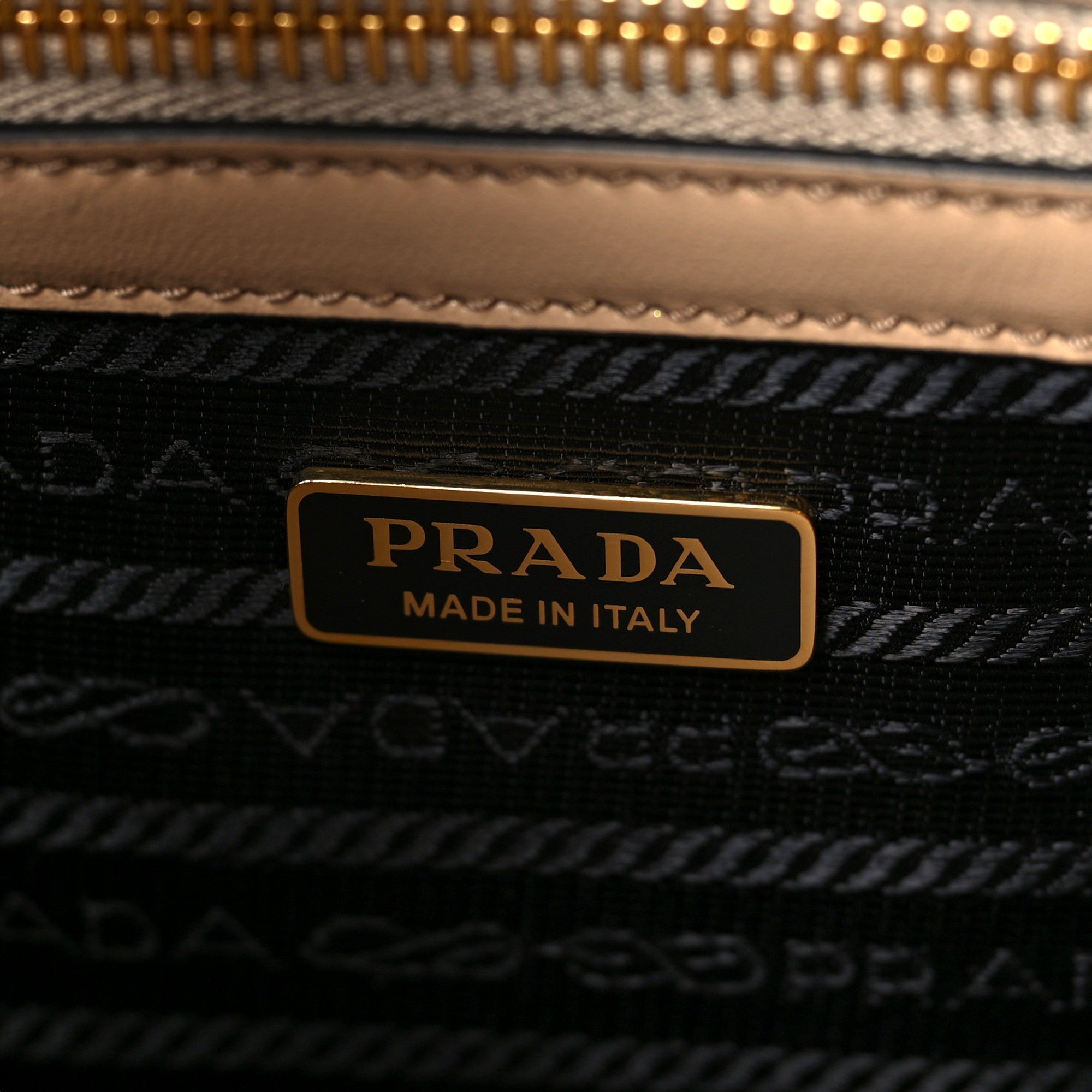 Prada Saffiano Sabbia Sand Beige Lux Logo Embossed Medium Shoulder Tote Handbag available at Queen Bee of Beverly Hills