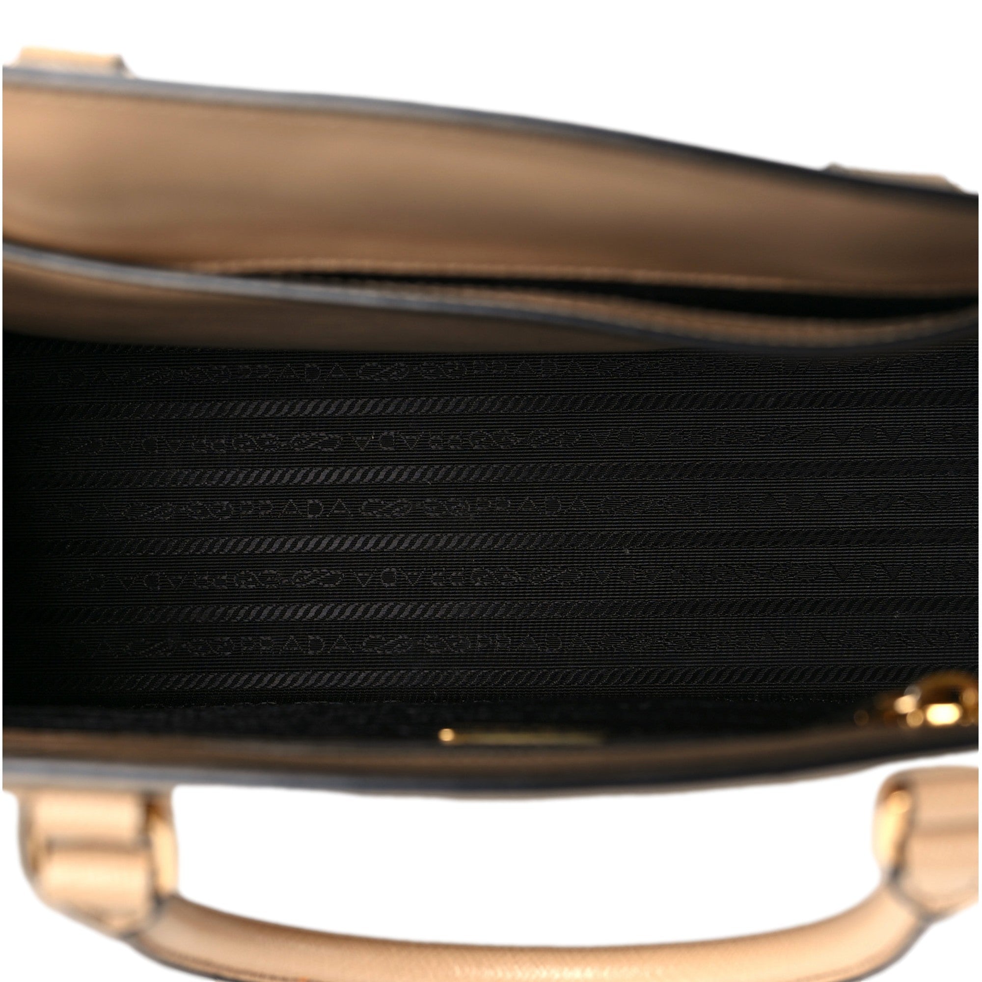 Prada Saffiano Sabbia Sand Beige Lux Logo Embossed Medium Shoulder Tote Handbag available at Queen Bee of Beverly Hills