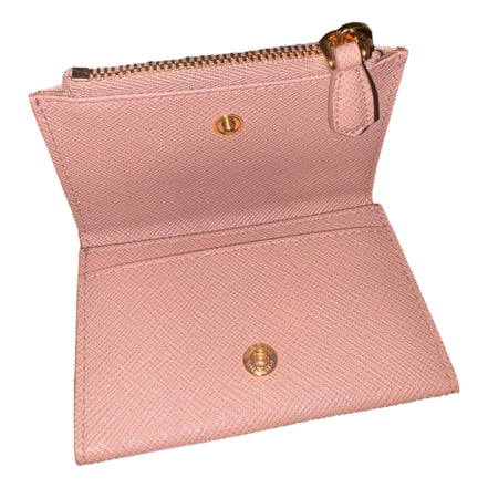 Prada Saffiano Leather Cipria Beige Small Snap Bifold Coin Pouch Wallet - available at Queen Bee of Beverly Hills.