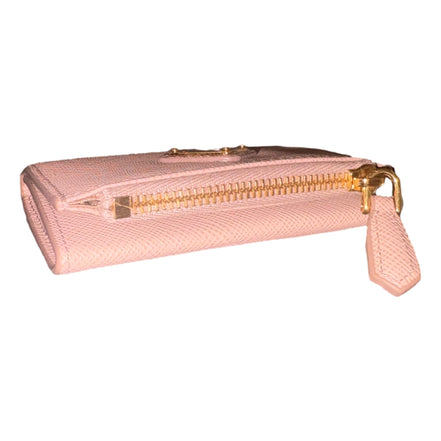 Prada Saffiano Leather Cipria Beige Small Snap Bifold Coin Pouch Wallet - available at Queen Bee of Beverly Hills.