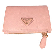 Prada Saffiano Leather Cipria Beige Small Snap Bifold Coin Pouch Wallet - available at Queen Bee of Beverly Hills.