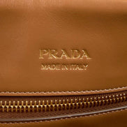 Prada Saffiano Soft Calfskin Top Handle Handbag Medium Caramel Brown available at Queen Bee of Beverly Hills
