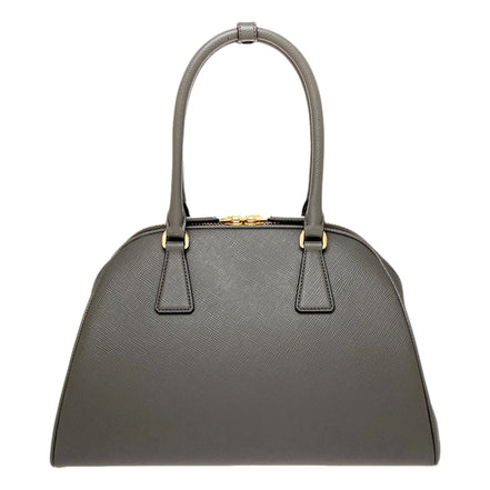 Prada Saffiano Soft Calfskin Top Handle Handbag Medium Marmo Gray available at Queen Bee of Beverly Hills