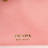 Prada Saffiano Petalo Pink Multicolor Trifold Coin Zipper Card Snap Wallet - available at Queen Bee of Beverly Hills. 